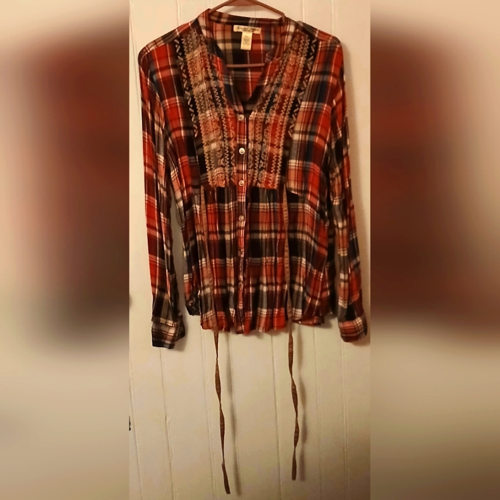 Red, White & Blue Baby Doll Top, size PXL